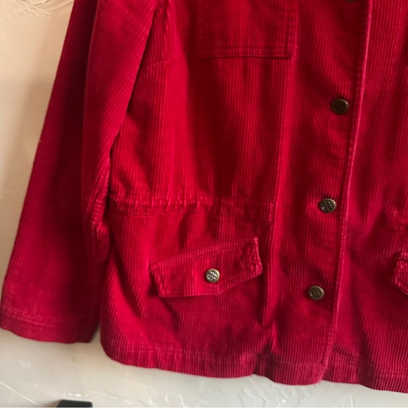 Vintage Christopher & Banks Red Wide-Wale Corduroy Jacket Cottagecore Chore Coat - Picture 6 of 12